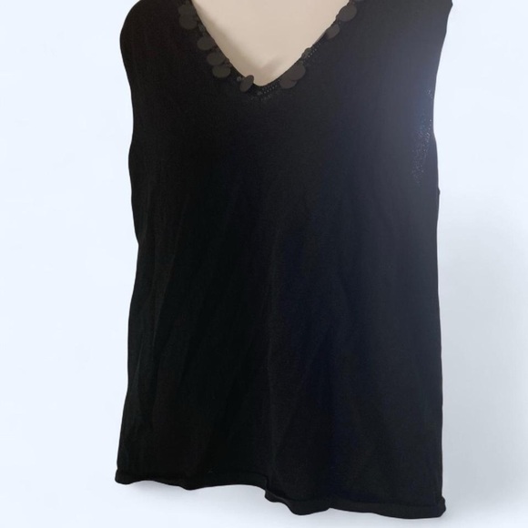 Jones New YorkElegant Black Sleeveless V/neck Top with detailed trim 1X - Picture 3 of 3